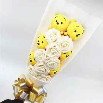 Lovely stuff animal teddy bear plush toys cartoon bouquet gift box with artificial flowers gifts for Graduation/Birthday 
Lovely stuff animal teddy bear plush toys cartoon bouquet gift box with artificial flowers gifts for Graduation/Birthday