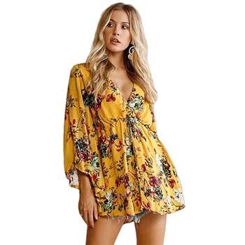Vintage Women Hippie Floral Print Deep V-Neck Bohemian Mini Dress Summer Ladies Bat Sleeve Boho Dresses
Vintage Women Hippie Floral Print Deep V-Neck Bohemian Mini Dress Summer Ladies Bat Sleeve Boho Dresses