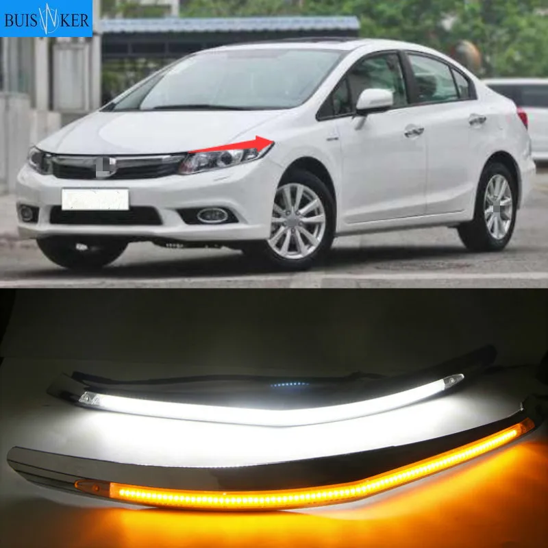 Для Honda Civic 2011-2015 светодиодный головной светильник бровей вода течет дневные ходовые огни светильник DRL с желтым сигналом
Для Honda Civic 2011-2015 светодиодный головной светильник бровей вода течет дневные ходовые огни светильник DRL с желтым сигналом
