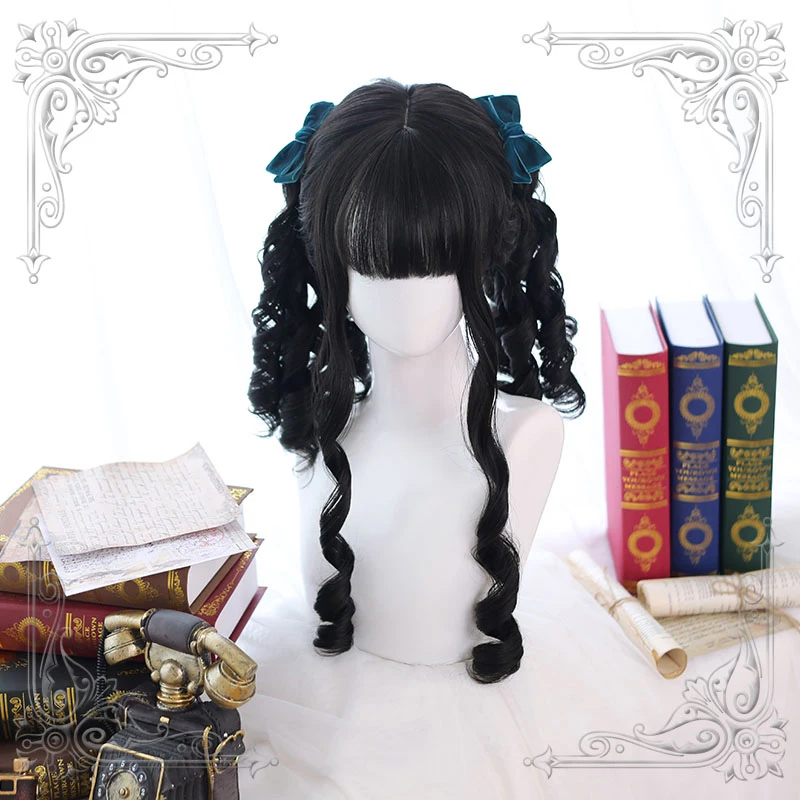 Фото Женский парик для косплея Лолита черный Римский объемный длинные вьющиеся