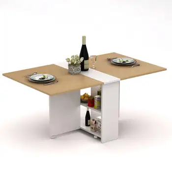 Folding Extendable Dining Table Pear Wood Color Movable Table with Storage Rack (Chairs not included)
Folding Extendable Dining Table Pear Wood Color Movable Table with Storage Rack (Chairs not included)
