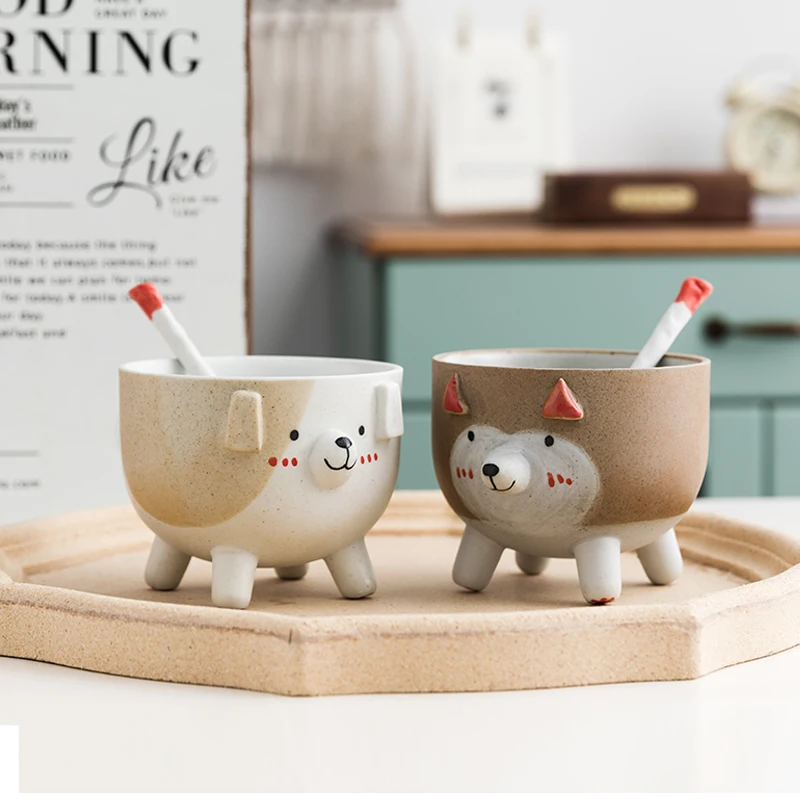 OUSSIRRO Creative Cute Dog Ceramic Mug With spoon Special Slotted Cup Breakfast bowl Home Office Fancy Gift for Tea Drinker 
OUSSIRRO Creative Cute Dog Ceramic Mug With spoon Special Slotted Cup Breakfast bowl Home Office Fancy Gift for Tea Drinker