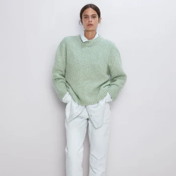 2019 ZA Autumn Solid Kintted Swaeater Women Trendy Casual Spring Long Sleeve Loose Pullovers Mint Green Wram Sweater Outwear
2019 ZA Autumn Solid Kintted Swaeater Women Trendy Casual Spring Long Sleeve Loose Pullovers Mint Green Wram Sweater Outwear