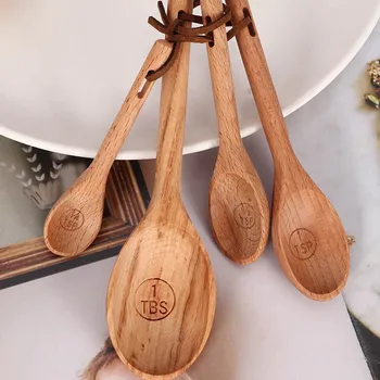 4Pcs/Set Natural Beech Wood Measuring Spoon Set Wooden Scoop Baby Feeding Flatware Kitchen Utensils Tablespoon 
4Pcs/Set Natural Beech Wood Measuring Spoon Set Wooden Scoop Baby Feeding Flatware Kitchen Utensils Tablespoon