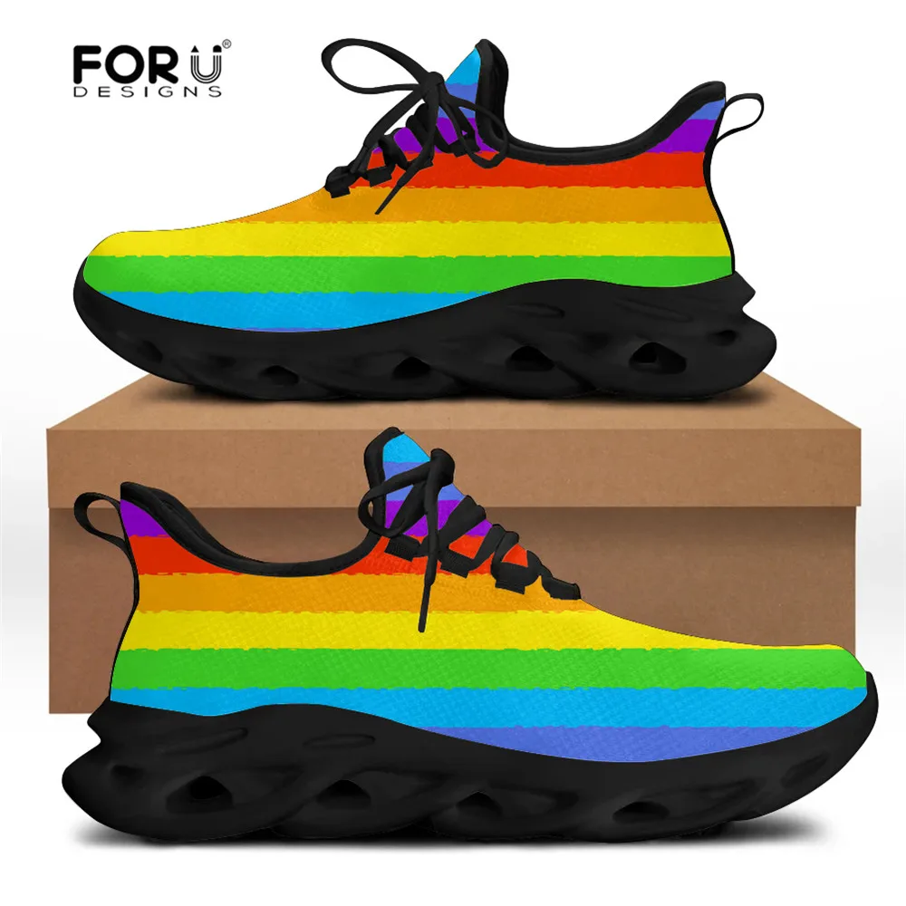 

FORUDESIGNS Brand Designer Men's Sneakers Flats Pride Lgbt Friends Pattern Summer Lace-up Wear-resistant Comfortable Men Shoes