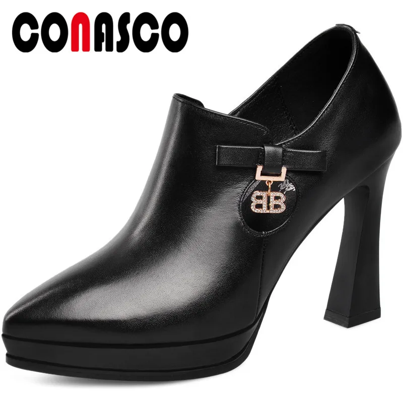 CONASCO 2020 Fashion Classic Design Woman Pumps Cow Leather Spring Autumn Office Side Zipper Rhinestone Pointed Toe Thin Heeled
CONASCO 2020 Fashion Classic Design Woman Pumps Cow Leather Spring Autumn Office Side Zipper Rhinestone Pointed Toe Thin Heeled