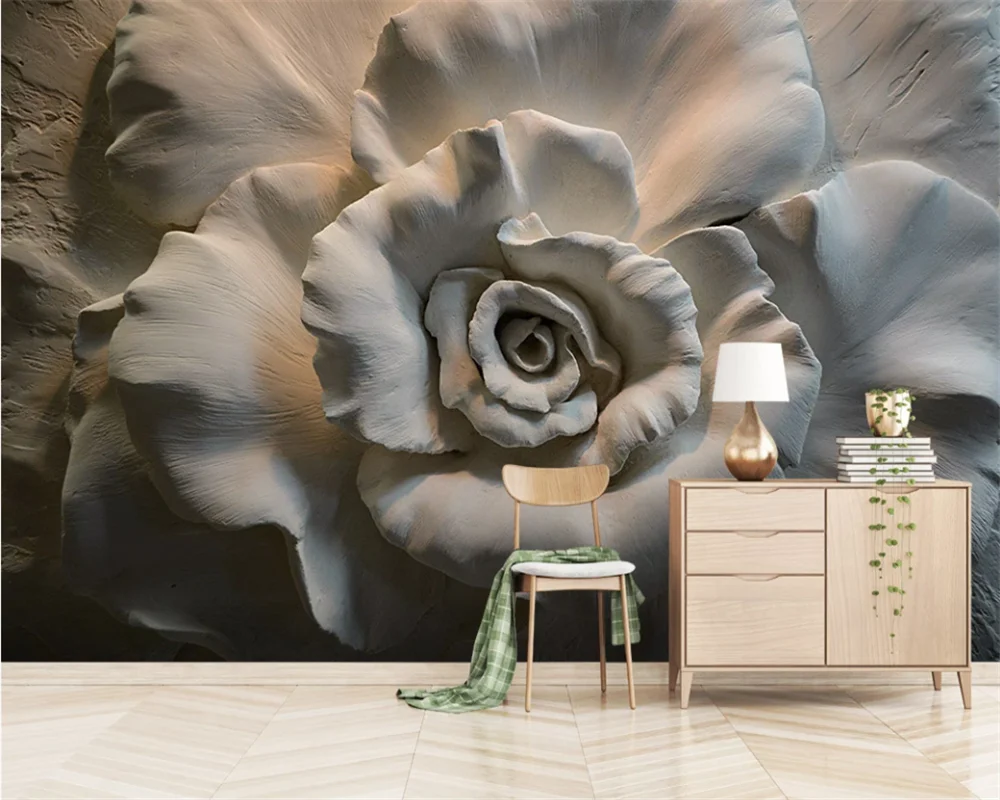 

beibehang Customized three-dimensional embossed rose flower TV sofa background wallpaper papel de parede wall papers home decor