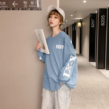 2020 Autumn Clothing New Style Mid-length Long Sleeve Students Tops Versatile Back Lettered All-cotton T-shirt Women's 7697
2020 Autumn Clothing New Style Mid-length Long Sleeve Students Tops Versatile Back Lettered All-cotton T-shirt Women's 7697