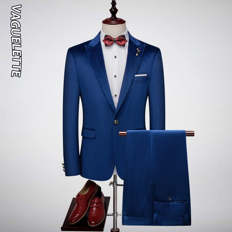VAGUELETTE Luxury Black/Royal Blue/Green Suit For Men Elegant Wedding Stage Costume Homme Mariage Slim Fit Mens Velvet Suits
VAGUELETTE Luxury Black/Royal Blue/Green Suit For Men Elegant Wedding Stage Costume Homme Mariage Slim Fit Mens Velvet Suits