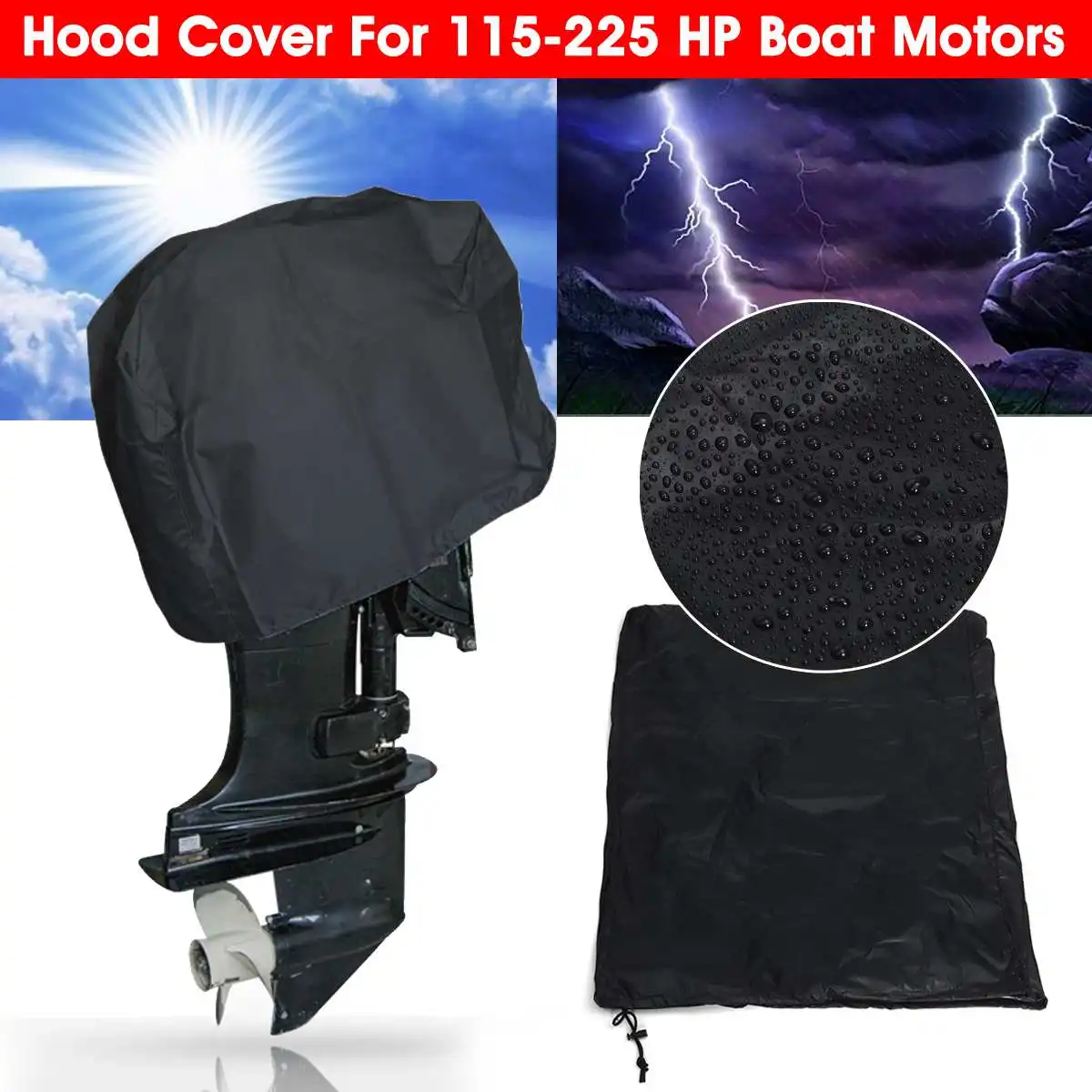 Audew 71x48x69cm 300D Waterproof Outboard Black Boat Motor/Engine Hood Cover Motor Boat Engine Protector For 115-225 Boat Motors
Audew 71x48x69cm 300D Waterproof Outboard Black Boat Motor/Engine Hood Cover Motor Boat Engine Protector For 115-225 Boat Motors