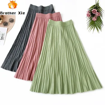 Autumn 2020 Women Knitted Pink Long Skirt Stretch High Waist Jacquard Striped Women A-Line Thick Skirt Faldas Jupe Femme Saia 
Autumn 2020 Women Knitted Pink Long Skirt Stretch High Waist Jacquard Striped Women A-Line Thick Skirt Faldas Jupe Femme Saia