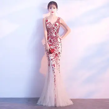 Veshja Dasmes Sexy Deep V-neck Mermaid Evening Dress Floor-length Sleeveless Sequin Appliques Formal Party Prom Gown
Veshja Dasmes Sexy Deep V-neck Mermaid Evening Dress Floor-length Sleeveless Sequin Appliques Formal Party Prom Gown