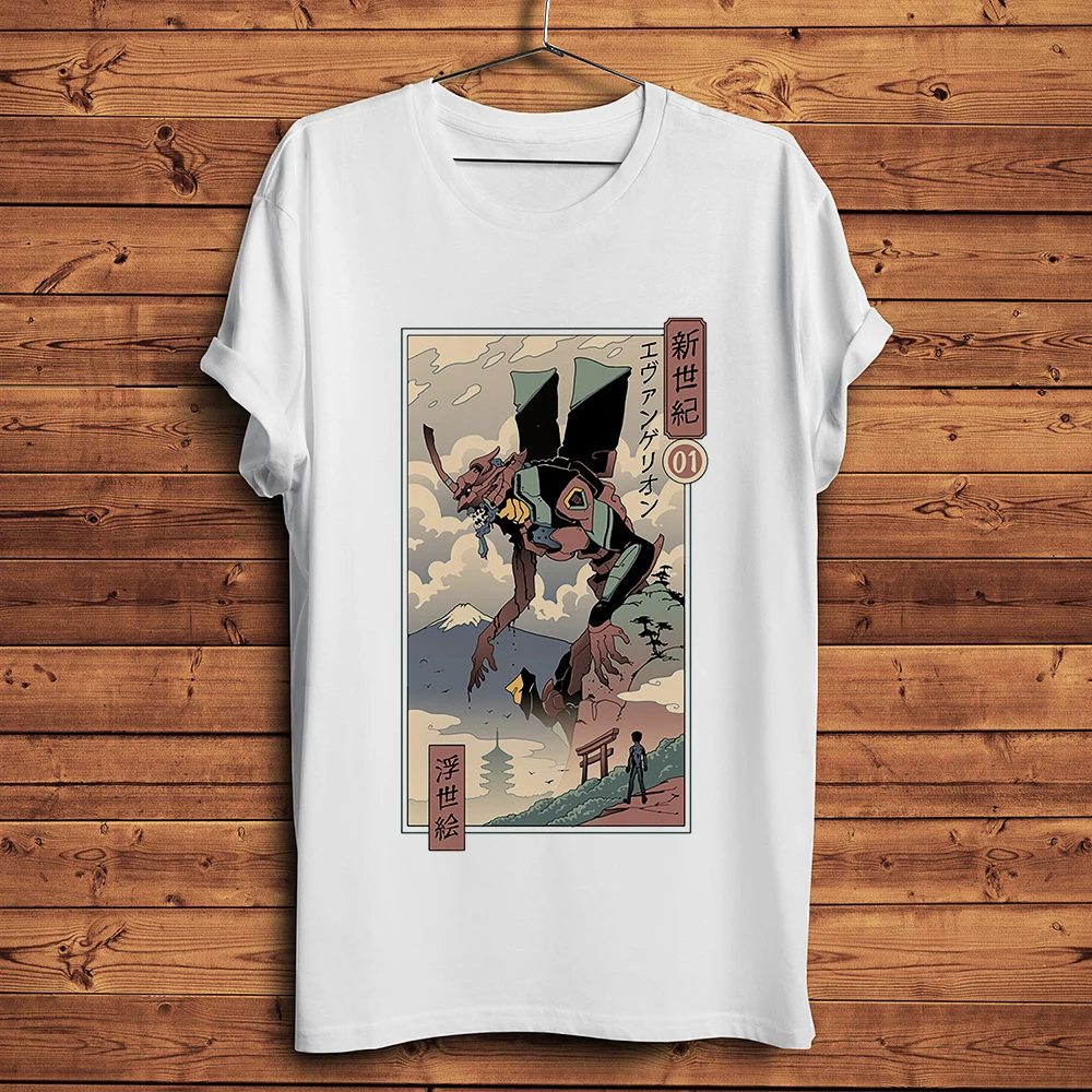 Мужская Винтажная Футболка Ukiyoe японский стиль Эва забавная аниме футболка с