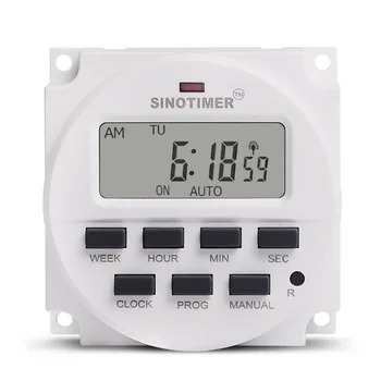 SINOTIMER 220V Weekly 7 Days Programmable Digital Time Switch Relay Timer Control for Electric Appliance 8 ON/OFF Setting
SINOTIMER 220V Weekly 7 Days Programmable Digital Time Switch Relay Timer Control for Electric Appliance 8 ON/OFF Setting