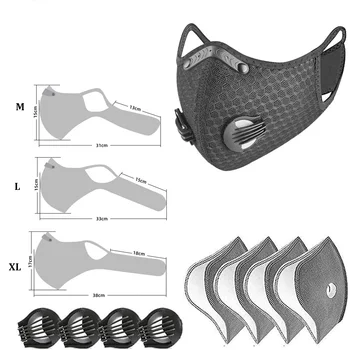 3 Size Black Cycling Mask with Valve PM 2.5 Filter Reusable Washable Face Mask Activated Carbon Breathing Bike Mouth Caps Masque
3 Size Black Cycling Mask with Valve PM 2.5 Filter Reusable Washable Face Mask Activated Carbon Breathing Bike Mouth Caps Masque