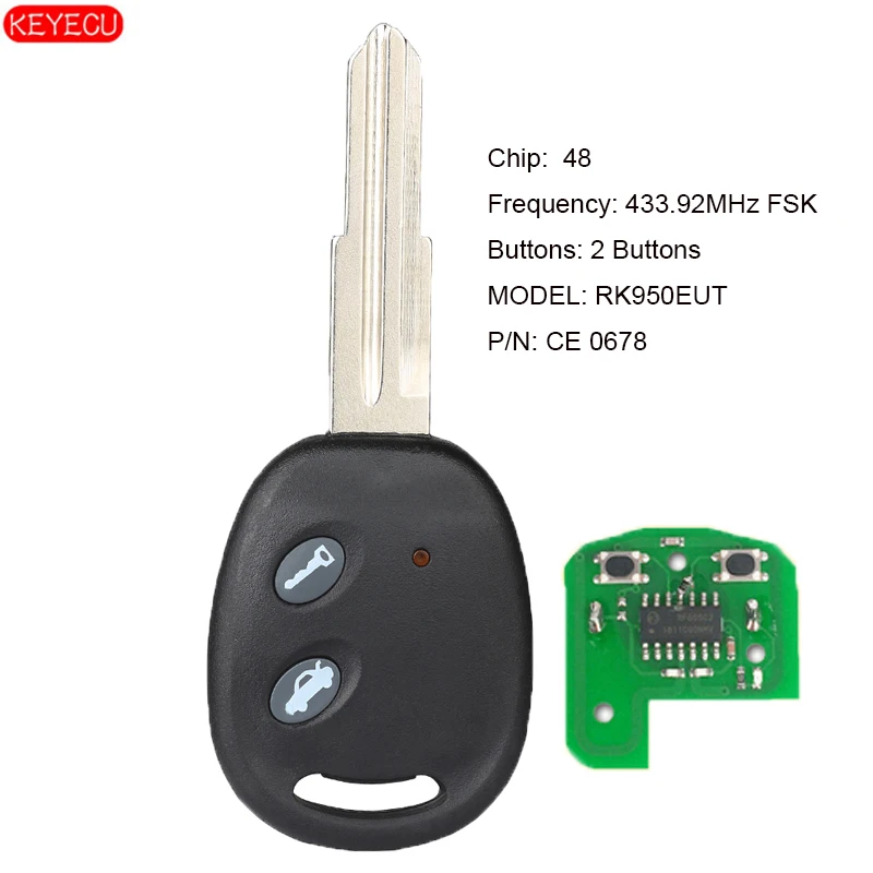 KEYECU Replacement Remote Key 433.92MHz ID48 for Chevrolet Aveo 2009-2016 RK950EUT CE 0678
KEYECU Replacement Remote Key 433.92MHz ID48 for Chevrolet Aveo 2009-2016 RK950EUT CE 0678