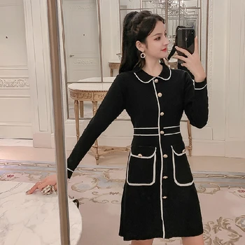 Autumn Outfit New Black Knitting Dress A Word Pocket Waist Long Sleeve Leisure Clothes Women Casual Knitwear Mini Outfit
Autumn Outfit New Black Knitting Dress A Word Pocket Waist Long Sleeve Leisure Clothes Women Casual Knitwear Mini Outfit