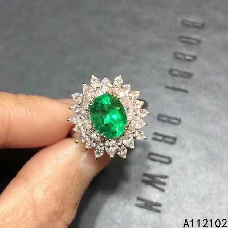 

KJJEAXCMY fine jewelry 925 sterling silver inlaid natural emerald ring noble girl's ring support test hot selling