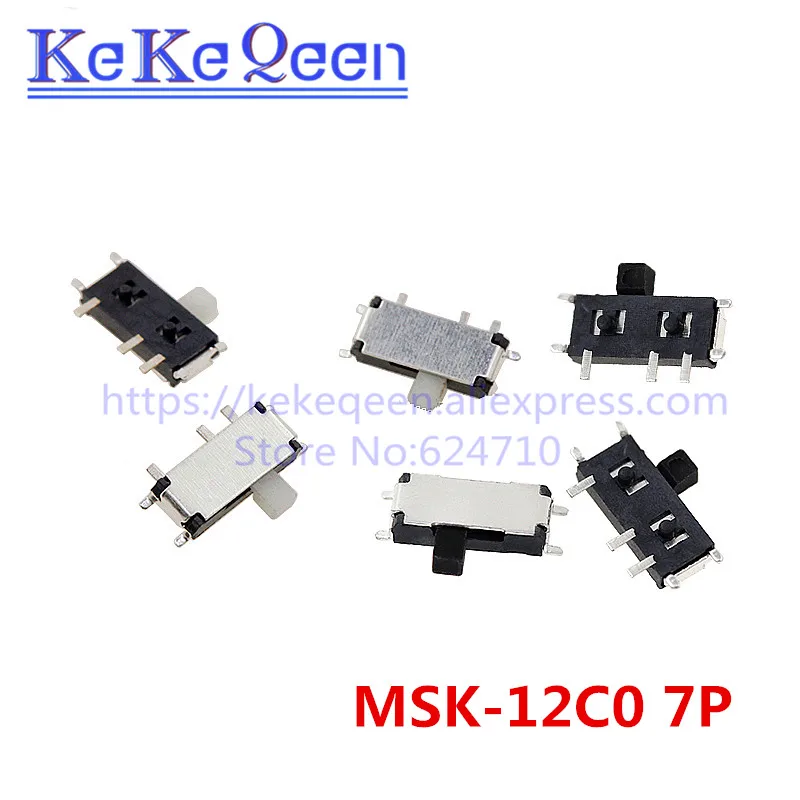 

100Pcs/lot Mini 7-Pin On/Off 1P2T SPDT MSK-12C02 SMD Toggle Slide Switch For MP3 MP4 DC 12V 0.1A