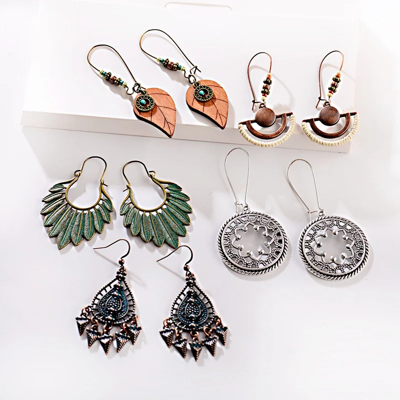TopHanqi 5Pairs/Set Boho Ethnic Leaf Shaped Dangle Hanging Earrings For Women Indian Gypsy Jewelry boucle d'oreille femme 2019
TopHanqi 5Pairs/Set Boho Ethnic Leaf Shaped Dangle Hanging Earrings For Women Indian Gypsy Jewelry boucle d'oreille femme 2019