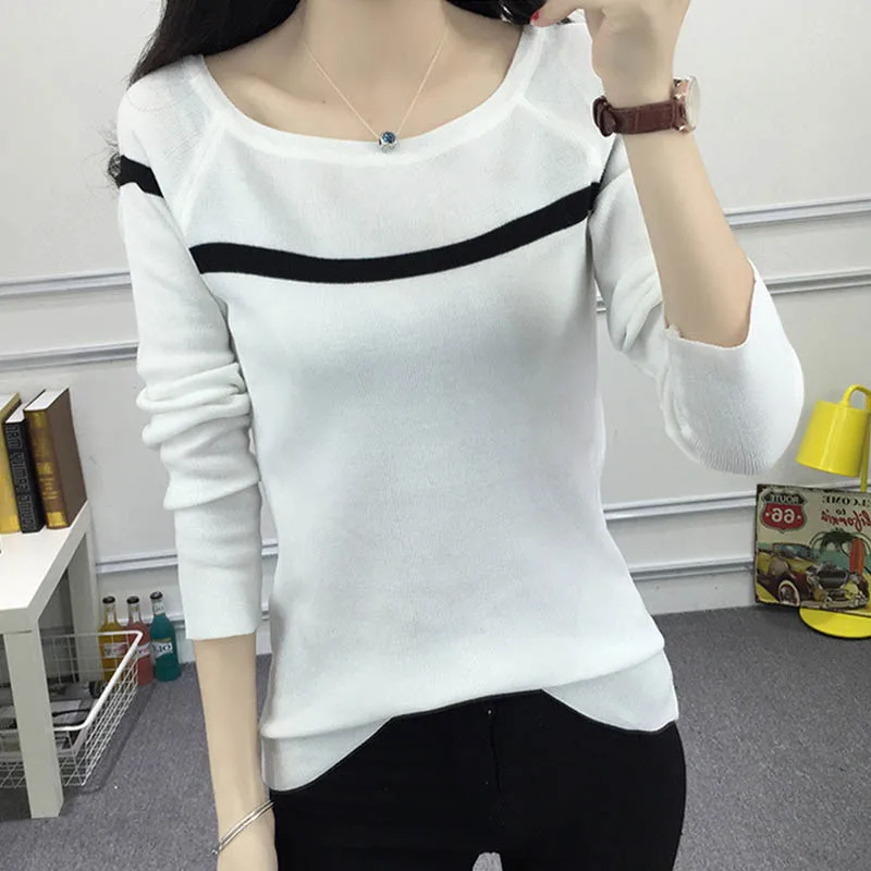 2019 Women Stripe Sweater Autumn Winter Korean Style Long Sleeve Slim Knitted Cotton Pullover Pull Femme
2019 Women Stripe Sweater Autumn Winter Korean Style Long Sleeve Slim Knitted Cotton Pullover Pull Femme