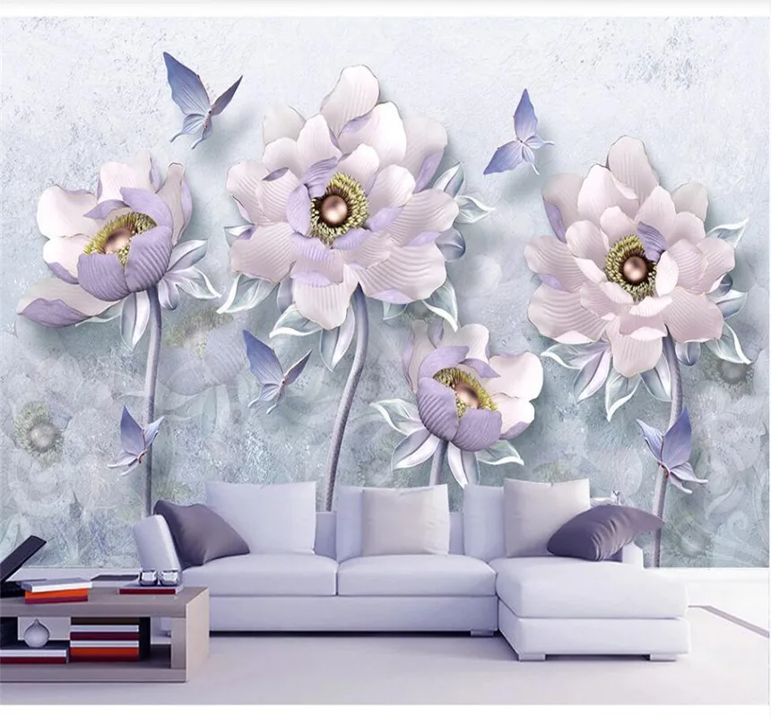 

XUESU Customizable wallpaper 3D / 5D / 8D waterproof wall covering 3D three-dimensional relief peony flower retro European style