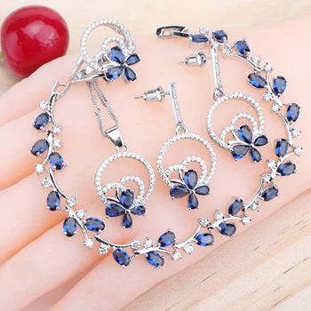 Women 925 Sterling Silver Bridal Jewelry sets Blue Zirconia Costume Jewellery Wedding Earrings Rings Pendant Bracelets Necklace
Women 925 Sterling Silver Bridal Jewelry sets Blue Zirconia Costume Jewellery Wedding Earrings Rings Pendant Bracelets Necklace