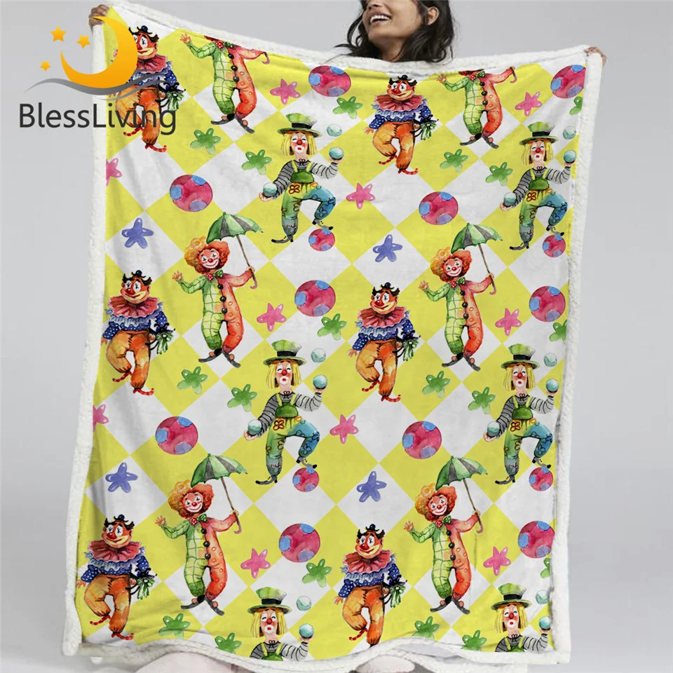 BlessLiving Clowns Throw Blanket Balls Cartoon Plush Bedspread Geometric Cartoon Kids Fluffy Blanket Umbrella Watercolor Mantas
BlessLiving Clowns Throw Blanket Balls Cartoon Plush Bedspread Geometric Cartoon Kids Fluffy Blanket Umbrella Watercolor Mantas