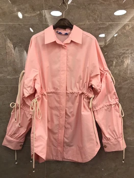 2020 Spring and Summer New Women's Lapel Drawstring Lace-up Decorative Solid Color Long-Sleeved Coat 708
2020 Spring and Summer New Women's Lapel Drawstring Lace-up Decorative Solid Color Long-Sleeved Coat 708