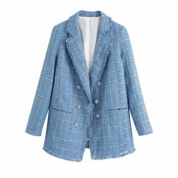 2020 new vintage women tweed za blue long blazer female fashion jewellery button double breasted long sleeve loose blazer outwea
2020 new vintage women tweed za blue long blazer female fashion jewellery button double breasted long sleeve loose blazer outwea