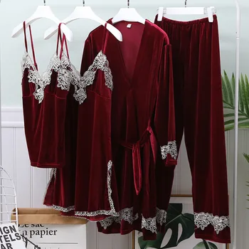 Veloyr Robe Gown For Female Kimono Bathrobe Intimate Lingerie Lace Burgundy Sleepwear Home Wear Bride Bridesmaid Wedding Robe
Veloyr Robe Gown For Female Kimono Bathrobe Intimate Lingerie Lace Burgundy Sleepwear Home Wear Bride Bridesmaid Wedding Robe
