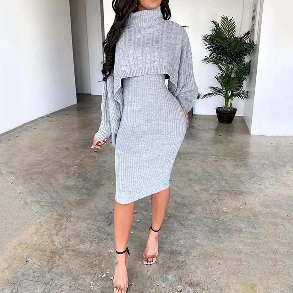 Two Piece Sets Turtleneck Spring Sweater Dress Women Fashion Warm Autumn Long Sleeve Sexy Bodycon Plus Size Midi Knitted Dress 
Two Piece Sets Turtleneck Spring Sweater Dress Women Fashion Warm Autumn Long Sleeve Sexy Bodycon Plus Size Midi Knitted Dress