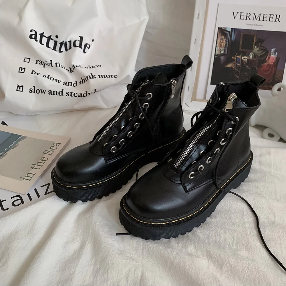 Botas Martens Cremallera Militar Mujer Negro Estilo Dr Martens OFERTA –  Ella-time