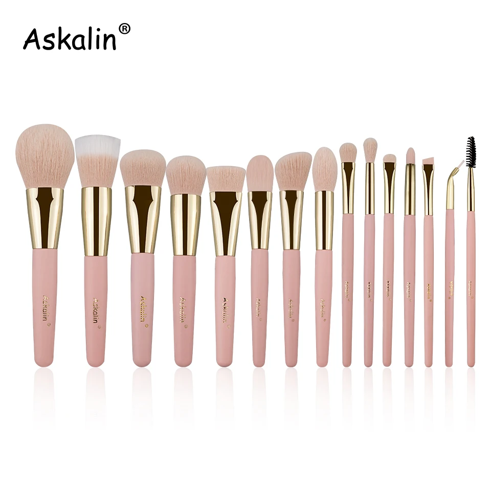 Askalin Nano wool fiber Makeup brushes set Powder Foundation Blending pink handle with gold logo Synthetic 15 pcs Makeup brush
Askalin Nano wool fiber Makeup brushes set Powder Foundation Blending pink handle with gold logo Synthetic 15 pcs Makeup brush