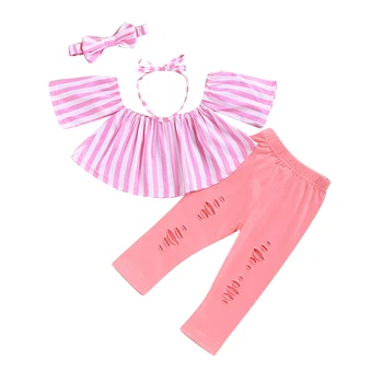 Summer Off Shoulder Pink Boho Girls Clothes Hole Pants Kids Sets Little Girl bow Headbands Sukienki Vetement Enfant Fille
Summer Off Shoulder Pink Boho Girls Clothes Hole Pants Kids Sets Little Girl bow Headbands Sukienki Vetement Enfant Fille