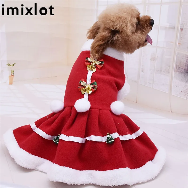 Фото Рождественское теплое платье Imixlot зимний костюм для девочек и собак юбка с