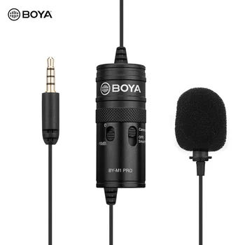 

BOYA BY-M1 Pro Omni-Directional Lavalier Microphone Single Head Clip-on Condenser Mic for Smartphone DSLR Camcorder PC Recording