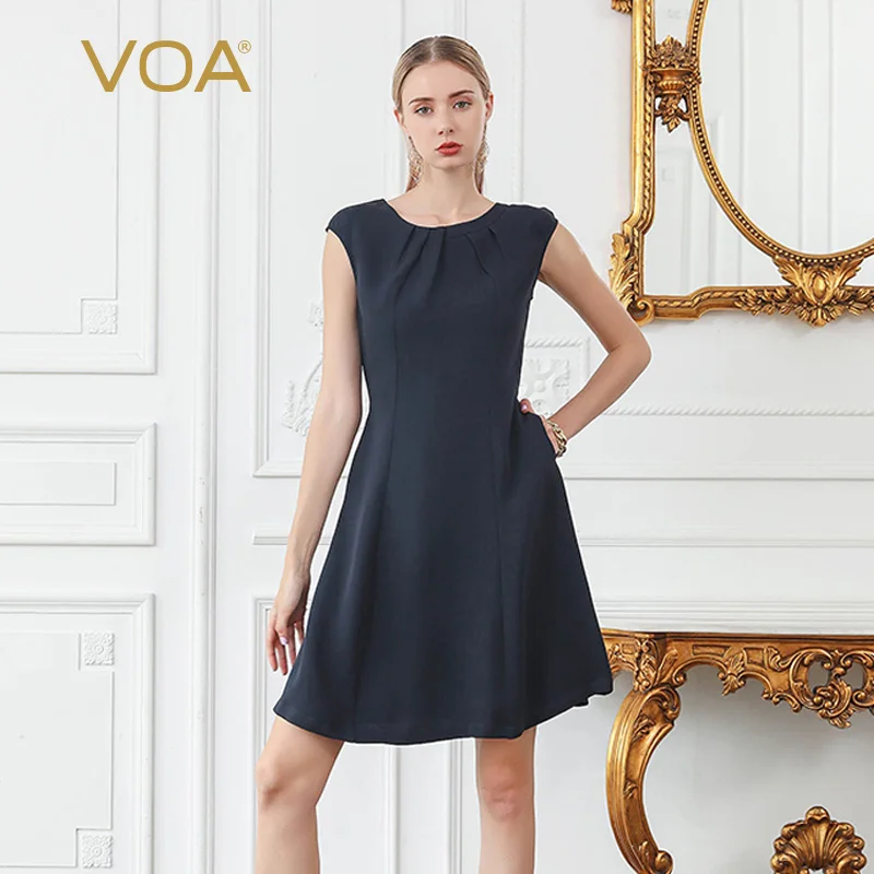 VOA Real Silk Solid Color Joint Silk Medium Length Pleated Collar-type Crew Neck Mulberry Silk Princess Dress Women's A798
VOA Real Silk Solid Color Joint Silk Medium Length Pleated Collar-type Crew Neck Mulberry Silk Princess Dress Women's A798