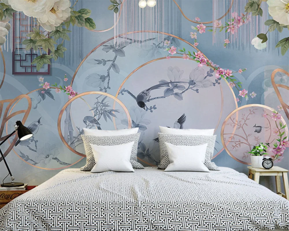 

beibehang Customize new modern flower TV bedroom background Chinese wall papers home decor papel de parede 3d wallpaper