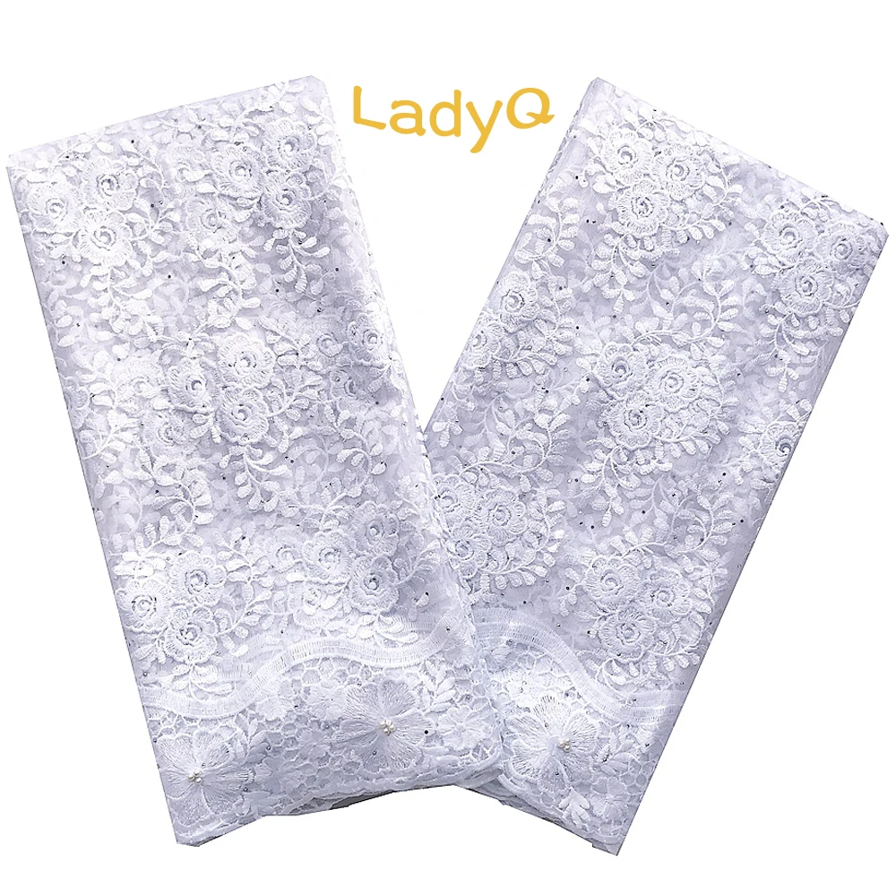 White French Lace Fabric 2020 Swiss Embroidered Net Material French Net Lace Fabric with Beads 5 yards Latest African Laces 2020
White French Lace Fabric 2020 Swiss Embroidered Net Material French Net Lace Fabric with Beads 5 yards Latest African Laces 2020