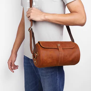 Vintage Men's Genuine Leather Shoulder Bag Crazy Horse Genuine Leather Messenger Bag Men Barrel Travel Mobile Phone Bag Wallet
Vintage Men's Genuine Leather Shoulder Bag Crazy Horse Genuine Leather Messenger Bag Men Barrel Travel Mobile Phone Bag Wallet