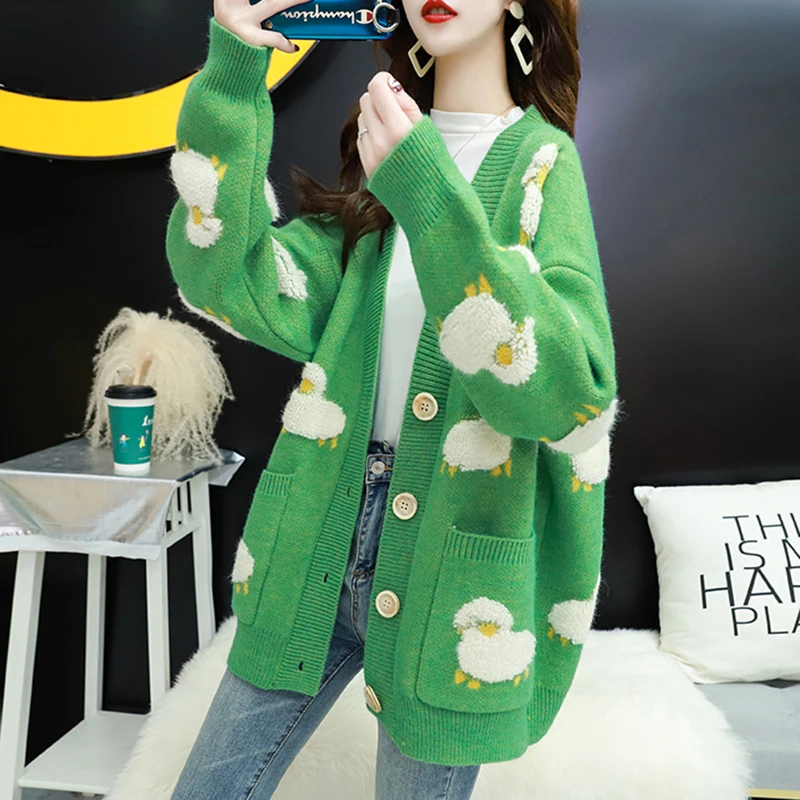 Spring 2020 Sweater Cardigan Women's Wear V-neck Keep Warm Design Single-breasted Loose Lazy Sweater Ladies Spring Autumn Z766
Spring 2020 Sweater Cardigan Women's Wear V-neck Keep Warm Design Single-breasted Loose Lazy Sweater Ladies Spring Autumn Z766