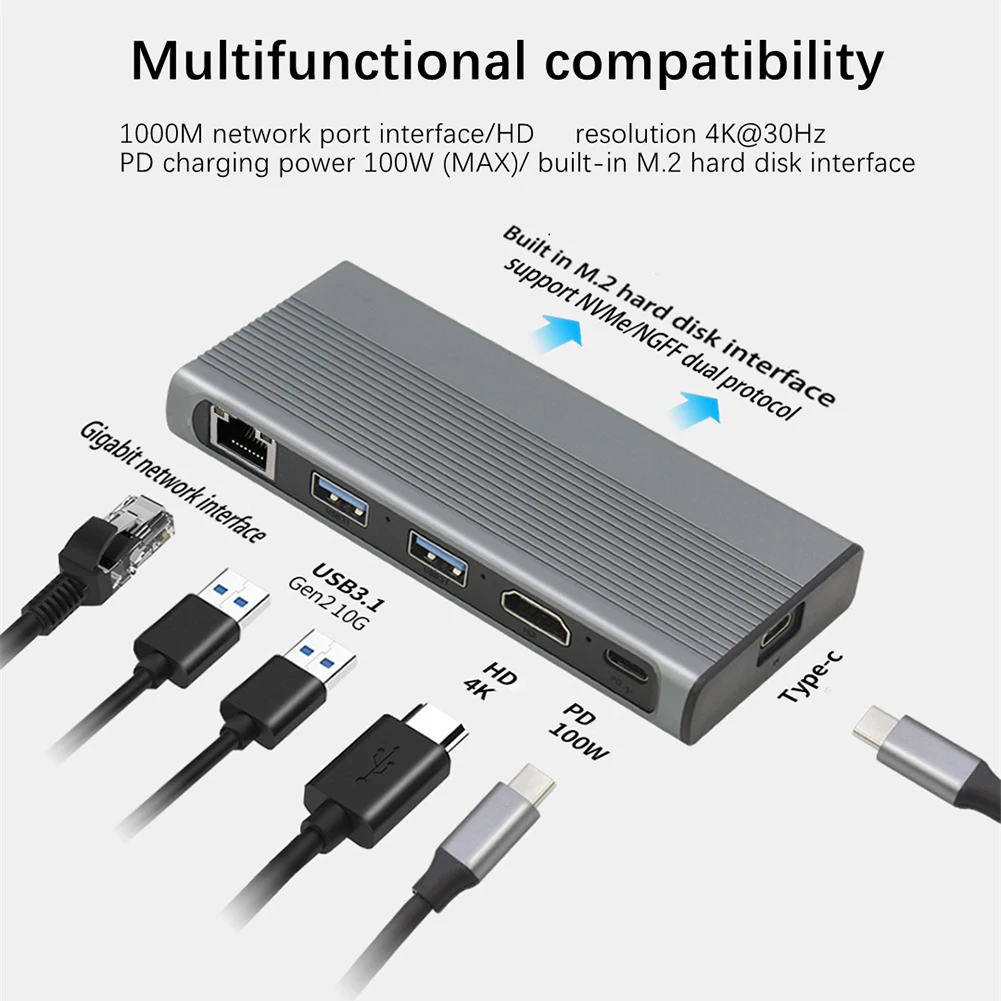 USB-концентратор usb-c 3,1 на M.2 NVME NGFF HD, 4K, 1000 Мбит/с, LAN 10 Гбит/с
USB-концентратор usb-c 3,1 на M.2 NVME NGFF HD, 4K, 1000 Мбит/с, LAN 10 Гбит/с