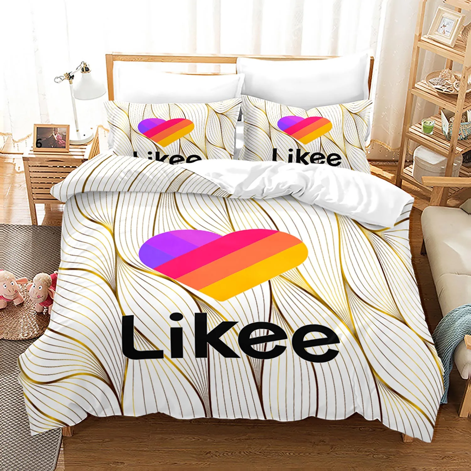 Likee Bedding Set Single Twin Full Queen King Size Lover Likee Bed Set Children's Kid Bedroom Duvetcover Sets Heart-shaped 010
Likee Bedding Set Single Twin Full Queen King Size Lover Likee Bed Set Children's Kid Bedroom Duvetcover Sets Heart-shaped 010