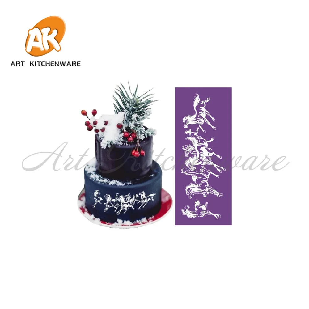 New Running Horses Mesh Stencil Lace Cake Stencil Template For Wedding Cake Decorating Tools Fabric Cake Stencils icing MST-19
New Running Horses Mesh Stencil Lace Cake Stencil Template For Wedding Cake Decorating Tools Fabric Cake Stencils icing MST-19