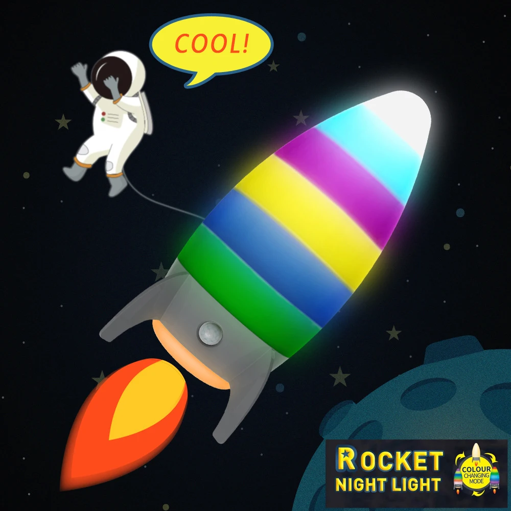 Rocket Spaceship Bedside Lamp RGB Color-Changing Motion Sensor Night Light Warm White Holiday Xmas Kids Gifts Baby Room Bedroom
Rocket Spaceship Bedside Lamp RGB Color-Changing Motion Sensor Night Light Warm White Holiday Xmas Kids Gifts Baby Room Bedroom