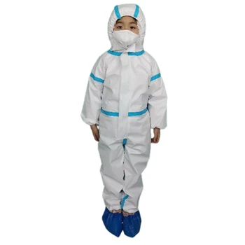 Disposable child protective clothing non-woven hooded epidemic prevention whole body isolation overalls 
Disposable child protective clothing non-woven hooded epidemic prevention whole body isolation overalls