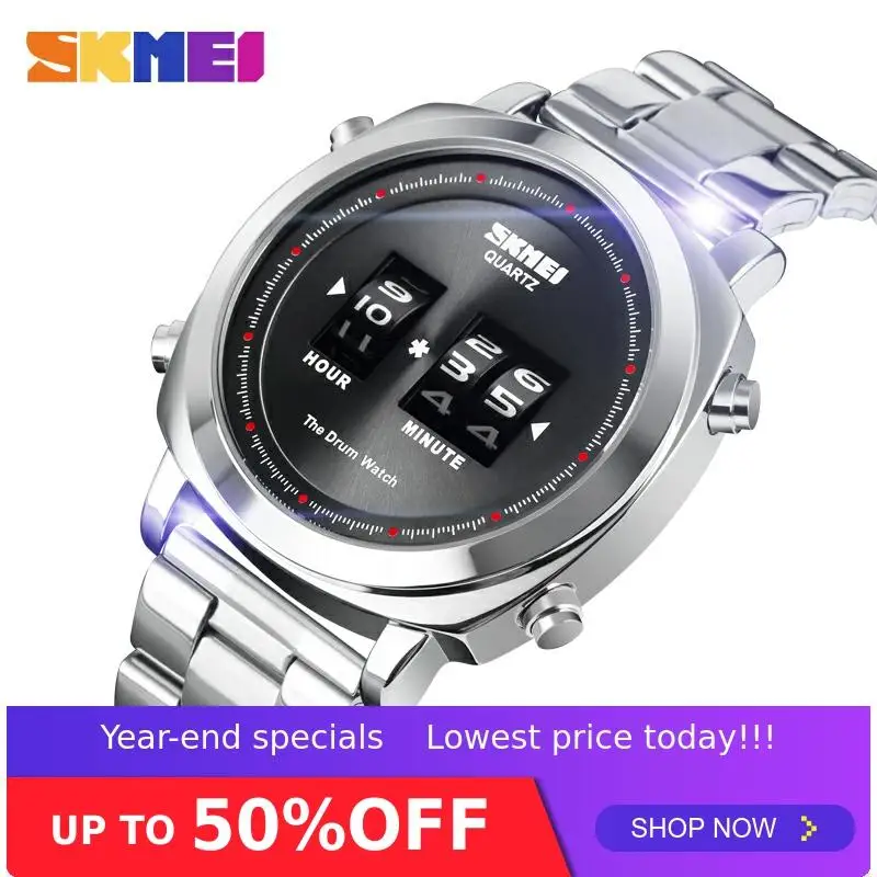 

SKMEI Patented Design Men Watch Fashion Quartz Wristwatches Waterproof Simple Drum Watch Stainless Steel orologio uomo 1531