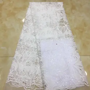 Latest White African Lace Fabric 2020 High Quality French Women Party Dress Sequin Embroidery 5 Yards Nigerian Tulle Lace Fabric
Latest White African Lace Fabric 2020 High Quality French Women Party Dress Sequin Embroidery 5 Yards Nigerian Tulle Lace Fabric