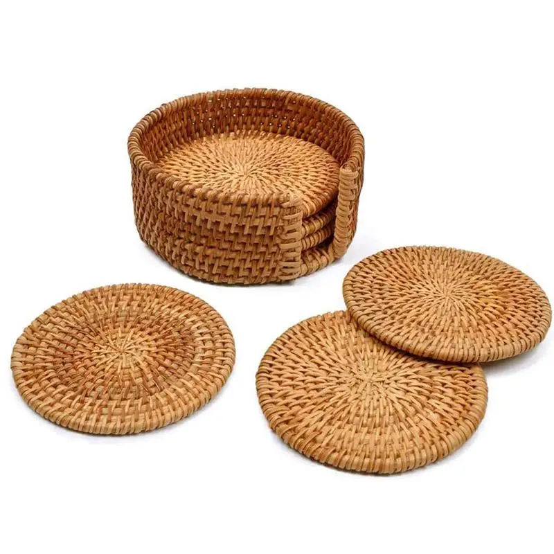 6PCS Wooden Tray Rattan Weave Cup Mats Heat Insulation Cup Trays Coasters Kitchen Accessories Placemats Cup Holders Dish Pads
6PCS Wooden Tray Rattan Weave Cup Mats Heat Insulation Cup Trays Coasters Kitchen Accessories Placemats Cup Holders Dish Pads